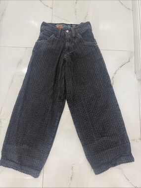 JNCO Kids Wide-Leg Corduroy Pants in Charcoal Black